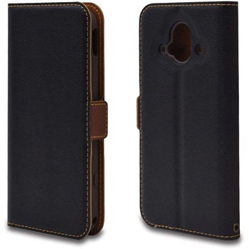 らくらくスマートフォン(F-52B) 薄型手帳ケース サイドマグネット BK×DBR ラスタバナナ