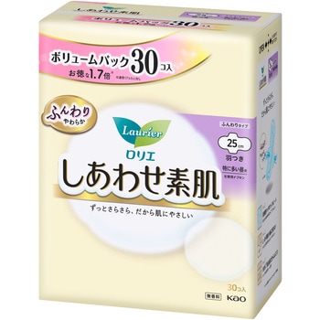 ロリエしあわせ素肌 特に多い昼用羽つき 30コ入 花王