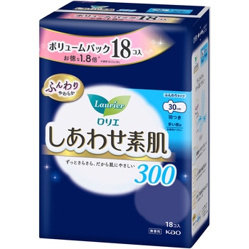 ロリエしあわせ素肌30多い夜用羽18コ 花王