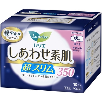 ロリエしあわせ素肌スリム35特に多い夜用羽10コ 花王