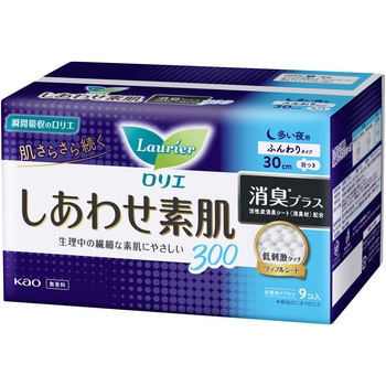 ロリエしあわせ素肌30消臭多い夜用羽9コ 花王