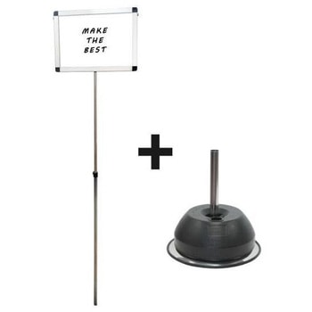 プラカードポール ホワイトボード A4横ベースセット 常磐精工