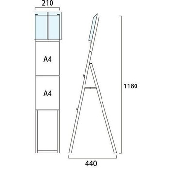 ブラックイージーリンクスタンド看板 A4縦2片面パンフレットケース屋外用 常磐精工