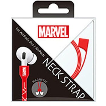 AirPods Pro/AirPods用 ネックストラップ  MARVELロゴ/レッド PG-DNST02MVL PGA