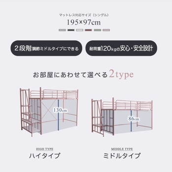 大人かわいいインテリア 階段付き ロフトベッド【Formida-フォミダー-】 ホームテイスト