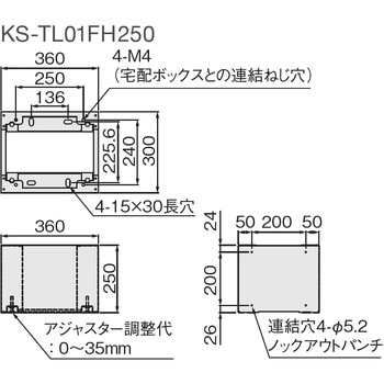 宅配ボックスプチ宅ユニットKS-TL01R専用幅木H250 NASTA(ナスタ) 宅配