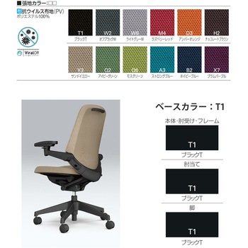 ノートチェア プレーンクロスバック 可動肘 ハイバック ランバーサポートなし ウレタンキャスター＜配送時組立サービス付＞ イトーキ