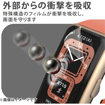 HUAWEI Band7 / Band6 保護 フィルム 衝撃吸収 フルカバー 高透明 指紋防止 エアーレス スマートウォッチ エレコム