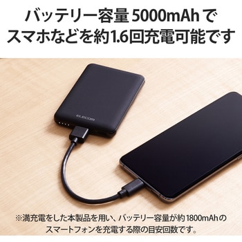 EC-C04BK モバイルバッテリー 5000mAh 12W / 2.4A 持ち運び 充電器