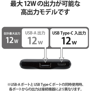 モバイルバッテリー 5000mAh 12W / 2.4A 持ち運び 充電器 【iPhone Android タブレット 各種対応】 エレコム