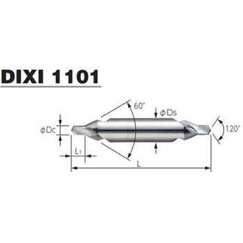 ディキシ NCセンタードリル 先端角 ° ：60 ΦDc mm +0.14/0 L1 mm L mm ΦDs mm h5 1101シリーズ ムラキ
