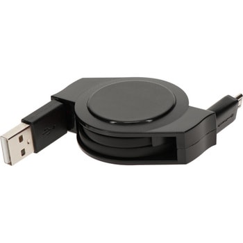 巻き取り式TypeA to microUSBケーブルブラック1.2m OWLTECH(オウルテック)