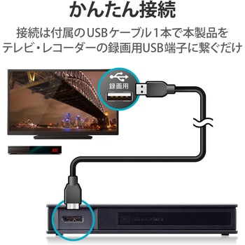 ELP-PTV020UBK HDD (ハードディスク) 外付け ポータブル 2.5インチ テレビ対応 USB接続 ACアダプター不要 ブラック 1個  エレコム 【通販モノタロウ】