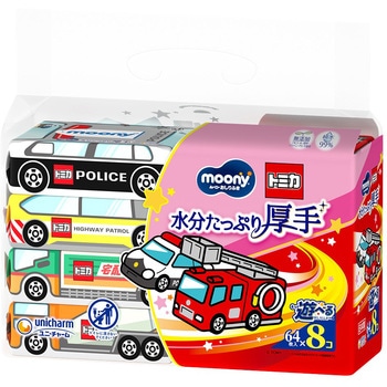 ム-ニ-おしりふき水分厚手詰替64枚×8トミカ ユニ・チャーム