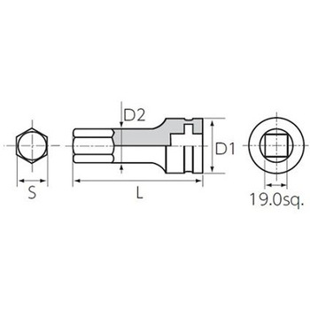 3/4"DRx22mm [HEX]インパクトビットソケット エスコ