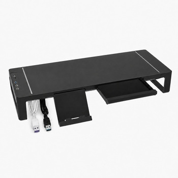 モニター台 USBハブ付き 折りたたみ式 幅調整 机上ラック スマホスタンド・引き出し収納付き メディアカバーマーケット
