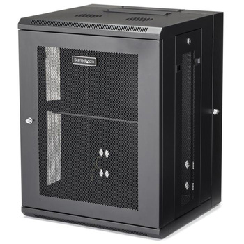 サーバーラック/壁掛型キャビネット/15U/4ポスト/取付奥行41cm/耐荷重90kg/ヒンジ付/ネットワーク機器用 StarTech.com