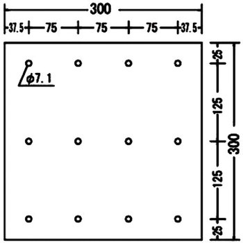 バリアフリー マークチップ 点字鋲 点字タイル 埋込み式用施工パーツ 穴あけ定規 300mm角 アシスト