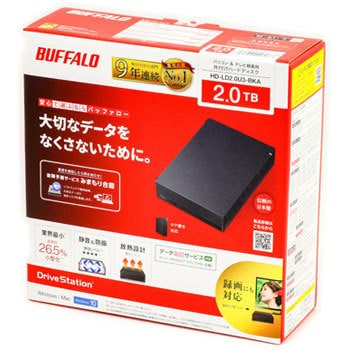 BUFFALO USB3.1(Gen.1)対応 外付けHDD 2TB ブラック HD-LD2.0U3-BKA