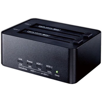 コピー&消去対応 USB3.0接続 3.5/2.5型 SATA SSD/HDDx2 スタンド 玄人志向