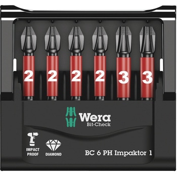 6本組ドライバービット(インパクト用) Wera