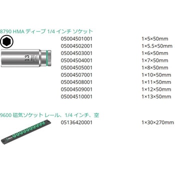 ディープソケットセット(レール付) Wera