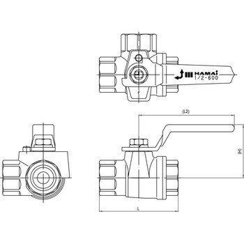 RSS-14-25RC 三方ボールバルブ(ステンレス) ハマイ RC×RC接続 呼び径(B)1 RSS-14-25RC - 【通販モノタロウ】