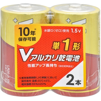 アルカリ乾電池 10年保存 単1形 オーム電機