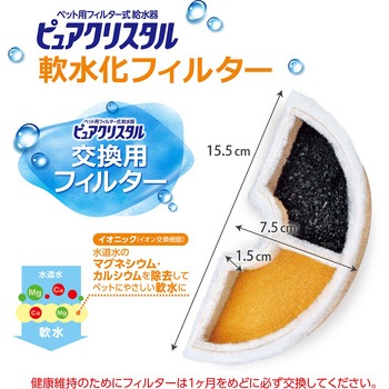 ピュアクリスタル 軟水化フィルター 半円 犬用 ジェックス