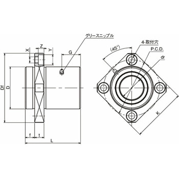 スライドブッシュ シングル・角フランジ形(インロー付) TQK-E TQK25GUU-E NB(日本ベアリング)