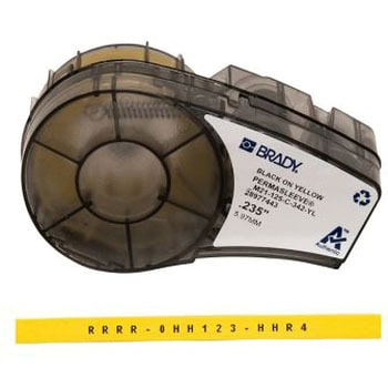 Brady， M21-125-C-342-YL， 熱収縮ケーブルマーカー 黄色地に黒 BRADY