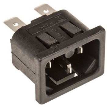 Bulgin IECコネクタ C16 オス スナップイン 10A PX0595/15/63 BULGIN