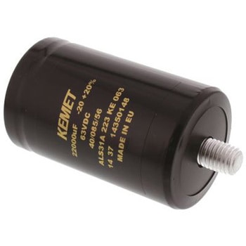KEMET コンデンサ 22000μF， ，63V dc， ALS31A223KE063 KEMET
