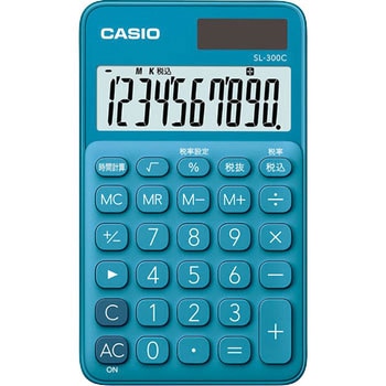 カラフル電卓(手帳サイズ) 桁数10 レイクブルー色 SL-300C-BU-N