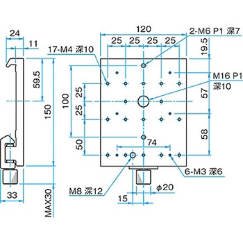 大型アルミ光学ベンチ用キャリア CAAシリーズ シグマ光機