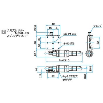 X軸スチールステージ ステージサイズ40mm TSD-401シリーズ シグマ光機