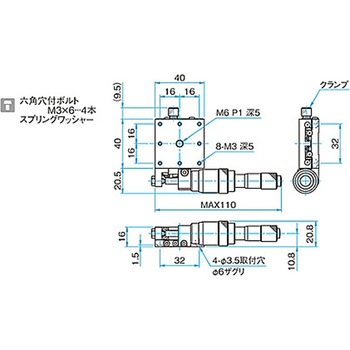 X軸スチールステージ ステージサイズ40mm TSD-401シリーズ シグマ光機