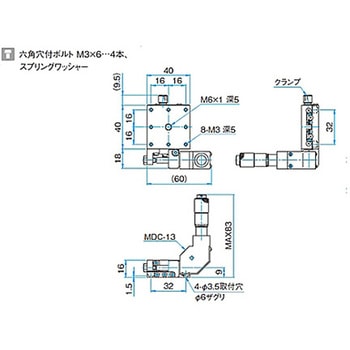 X軸スチールステージ ステージサイズ40mm TSD-401シリーズ シグマ光機