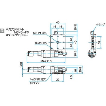 X軸スチールステージ ステージサイズ40mm TSD-401シリーズ シグマ光機