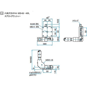 X軸スチールステージ ステージサイズ40mm TSD-401シリーズ シグマ光機