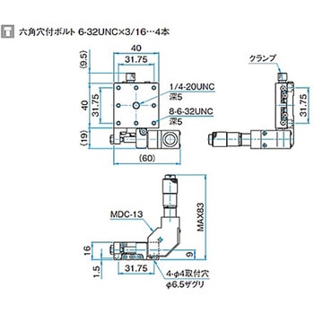 X軸スチールステージ ステージサイズ40mm TSD-401シリーズ シグマ光機