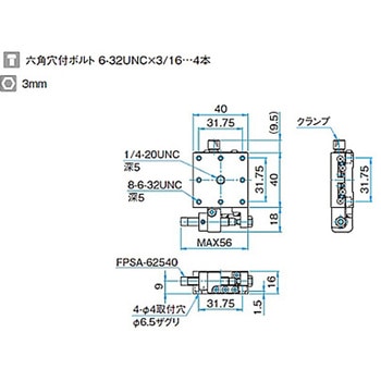 X軸スチールステージ ステージサイズ40mm TSD-401シリーズ シグマ光機