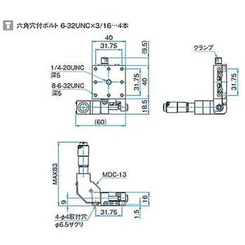 X軸スチールステージ ステージサイズ40mm TSD-401シリーズ シグマ光機