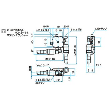 XY軸スチールステージ ステージサイズ40mm TSD-402シリーズ シグマ光機