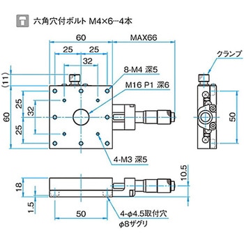 X軸スチールステージ ステージサイズ60mm TSD-601シリーズ シグマ光機