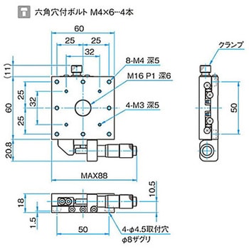 X軸スチールステージ ステージサイズ60mm TSD-601シリーズ シグマ光機