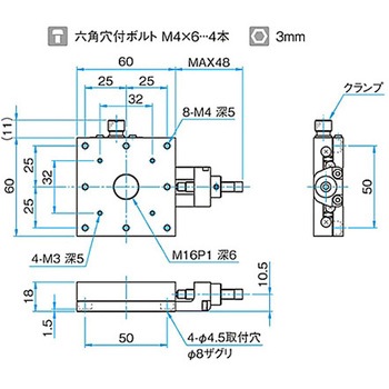 X軸スチールステージ ステージサイズ60mm TSD-601シリーズ シグマ光機
