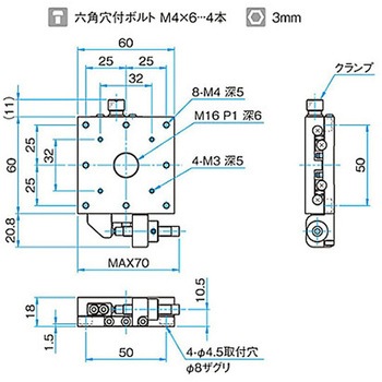 X軸スチールステージ ステージサイズ60mm TSD-601シリーズ シグマ光機