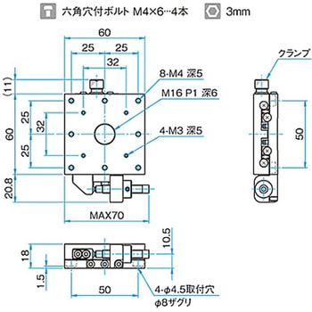 X軸スチールステージ ステージサイズ60mm TSD-601シリーズ シグマ光機