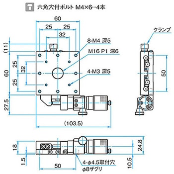 X軸スチールステージ ステージサイズ60mm TSD-601シリーズ シグマ光機